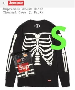 Sサイズ Supreme/Hanes 黒Bones Thermal Crew