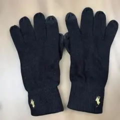 ポロラルフローレン 黒のニット手袋（刺繍ロゴ付き）
