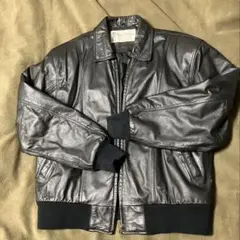 美品✨90's レザージャケット　牛革　本革ブルゾン　Lサイズ　ブラック　L