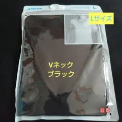 UNIQLO エアリズム　VネックTシャツ ブラック L　メンズのサムネイル