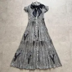 美品✨コルコバード　25年　マキシワンピース　総柄　ボウタイ　ティアード　38 美品✨コルコバード 25年 マキシワンピース 総柄 ボウタイ ティアード