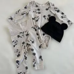 H&M ディズニー ミッキー ロンパース パンツ 帽子 3点セット