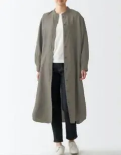 無印良品 スタンドカラー 長袖シャツワンピース