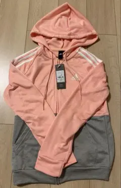 【新品タグ付き】美品adidas パーカー L ピンク/グレー