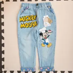 新品タグ付★しまむら/LITTC★ディズニーデニムパンツ ライトブルー/100
