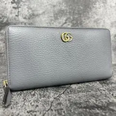 GUCCI GGマーモント レザー ラウンドファスナー長財布