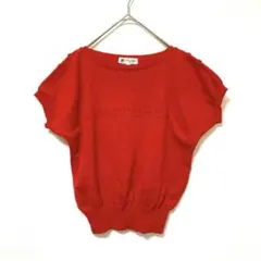 【✨特別セール✨】クレージュ 半袖ニット 肩ボタン 綿100% レッド