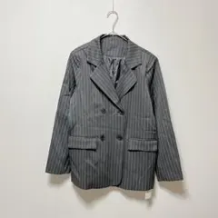 Ada. テーラードジャケット ダブルボタン オーバーサイズ　ストライプ　グレー