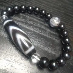 至純天珠 山形一眼天珠 38mmx12mm ブレスレット 内径約16.5cm