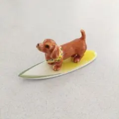 ダックスフンド＊サーフィン＊陶器オブジェ