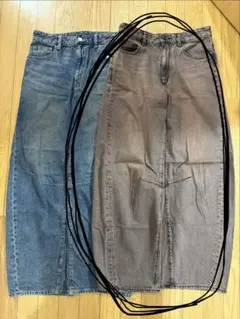 GU バレルレッグジーンズ ブラウン