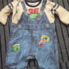 ミキハウス デニムオーバーオールロンパース 70