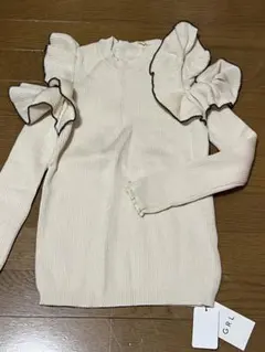 【新品未使用】GRL フリル付きアイボリー長袖肩あきニット