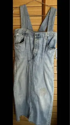 ⭐️美品❣️Levi's 501⭐️ライトブルー サロペット・一部ダメージ加工・M程度