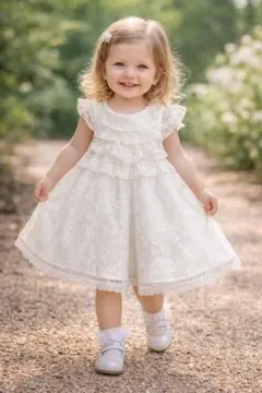 メゾピアノ ワンピース レース 白 2歳相当90 着用 1回のみ美品