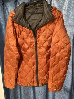 オレンジ キルティング ダウンジャケット