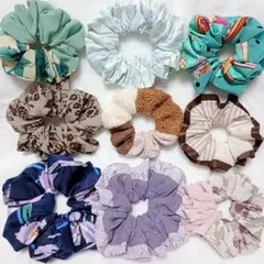 【03】 シュシュ 9点セット まとめ売り ハンドメイド フリル ビッグ