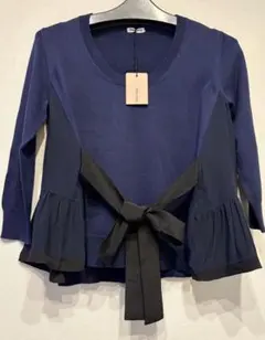 新品タグ付☆ミュウミュウ☆リボン付きカットソー　ブラウス　ニット　シルク綿　美品