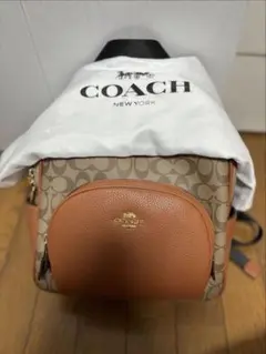 早い者勝ち！訳あり新品 COACH バックパック シグネチャー柄 ブラウン 