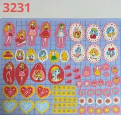 3231 布シール おとめちっくぱーてぃ レトロガール ピンク系