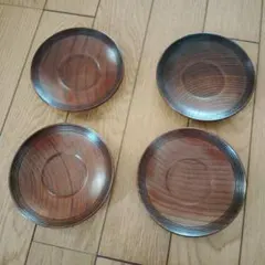 木製 茶托 4枚セット 煎茶道具