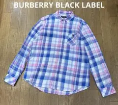 BURBERRY BLACK LABEL チェック柄 長袖リネンシャツ