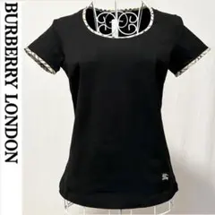 美品 バーバリー ロンドン Tシャツ ノバチェック 黒 ブラック 半袖カットソー