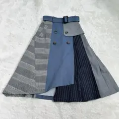 美品★REDYAZEL（レディアゼル） 異素材MIXミモレ丈トレンチスカート