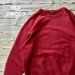 OLD UNIQLO クルーネックスウェット 紺タグ 短丈 L レッド
