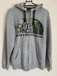 THE NORTH FACE カモフラージュ　ロゴ　フルジップ　パーカー　グレー