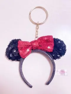 ミニーマウス スパンコールミニカチューシャ キーホルダー