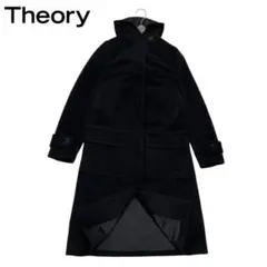 美品　Theory　セオリー　カシミヤ　アンゴラ　ウール　フーデットコート　黒