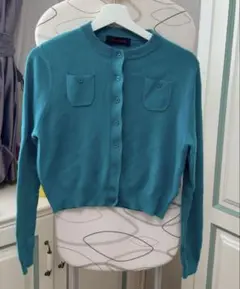 CABaN コットンカシミヤ クルーネックカーディガン S ターコイズブルー