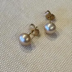 【貴重】シャンパンピンク淡水パールピアス テリあり(本真珠)