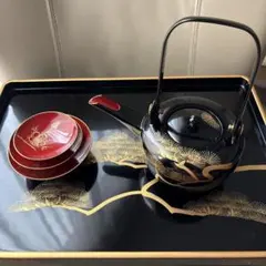 m*o様 漆塗り急須・盃3種・台座の3点セット