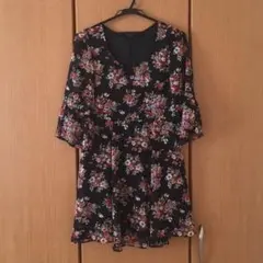 mysty woman　vintage風花柄ワンピース　Мサイズ　シフォン