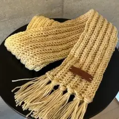 【ハンドメイド】　ロングマフラー フリンジ付き