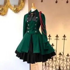 MY1506▲ハロウィン▲コスプレ 軍服ワンピース 紫 Mサイズ レースアップ