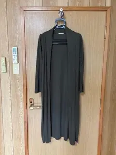 ダークグリーン ロングカーディガン 長袖
