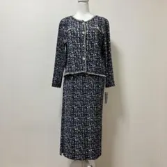 タグ付き　エボニー　プリーツ　大人　スカートスーツ　パール　上品　春