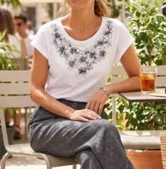 パート2 ジュンコシマダ 花柄刺繍カットソー Tシャツ ハイビスカスレイのサムネイル