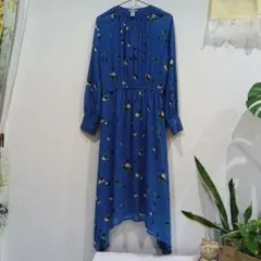 H＆M花柄長袖ワンピース 青