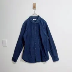タケオキクチ　綿100％　長袖シャツ　ブラウス　紺　ドット
