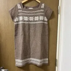 タグ付未使用マーブルインクノルディック柄ニットワンピース