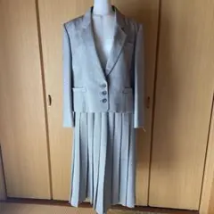 【未使用タグ付き】昭和レトロ セットアップスーツ グレー プリーツスカート 上品