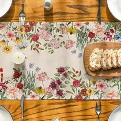 テーブルランナー 182cm 花柄 北欧 アンティーク クロス 華やか 蝶