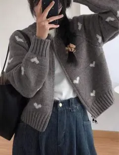 SHEIN ハート刺繍オーバーサイズカーディガン