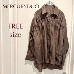 MERCURYDUO マーキュリーデュオ ギャザー入り長袖シャツ 薄手 ブラウン
