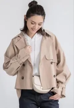 fifth ショートトレンチコート ベージュ M スエード