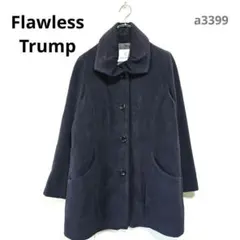 コート　M〜L　紺　ミドル　膝丈　ウール　アンゴラブレンド　アウター　カジュアル